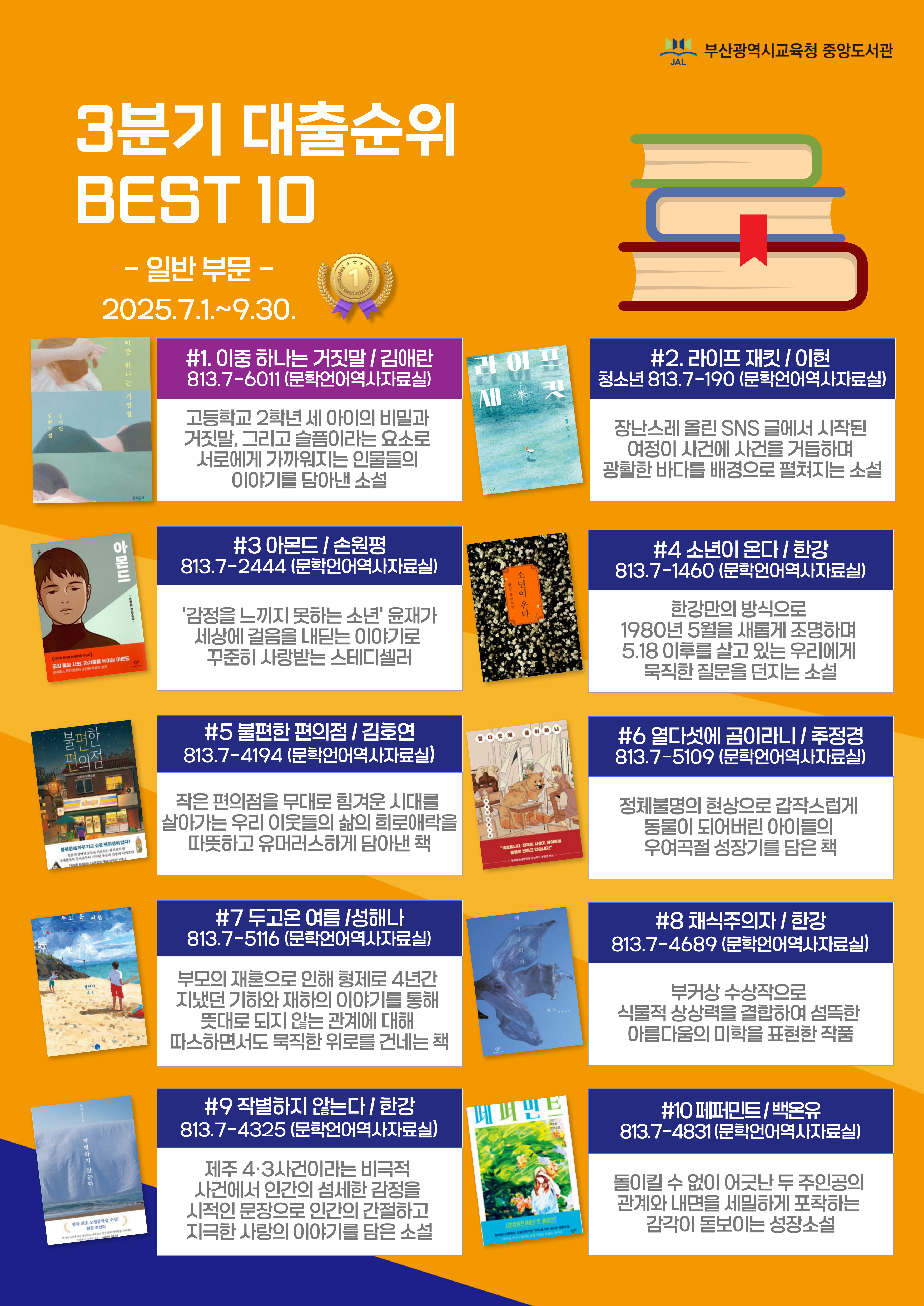 2025년 3분기 도서대출 베스트 안내문_일반