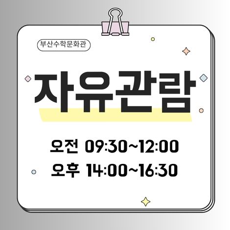 부산수학문화관 자유관람 오전 09:30~12:00 오후 14:00~16:30
