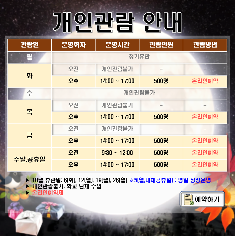 2026년 개인관람 안내